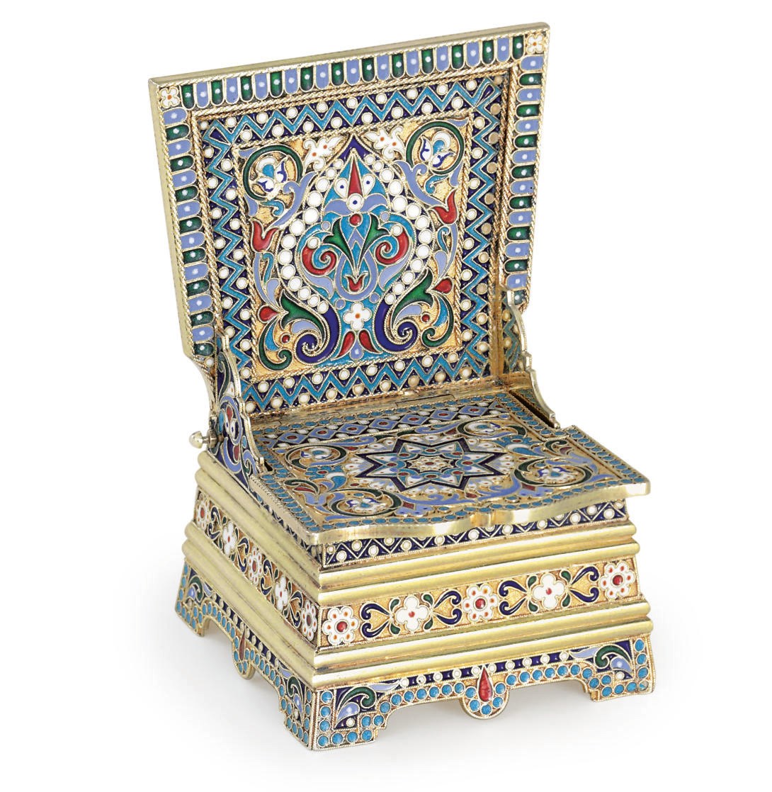 A Silver-Gilt and Cloisonné Enamel Salt Throne