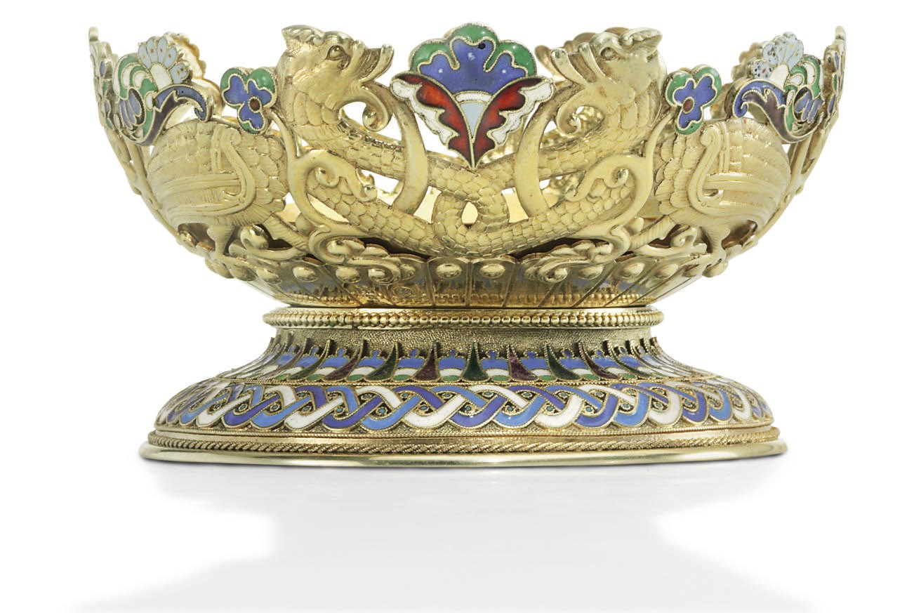 A Silver-Gilt and Cloisonné Enamel Bowl