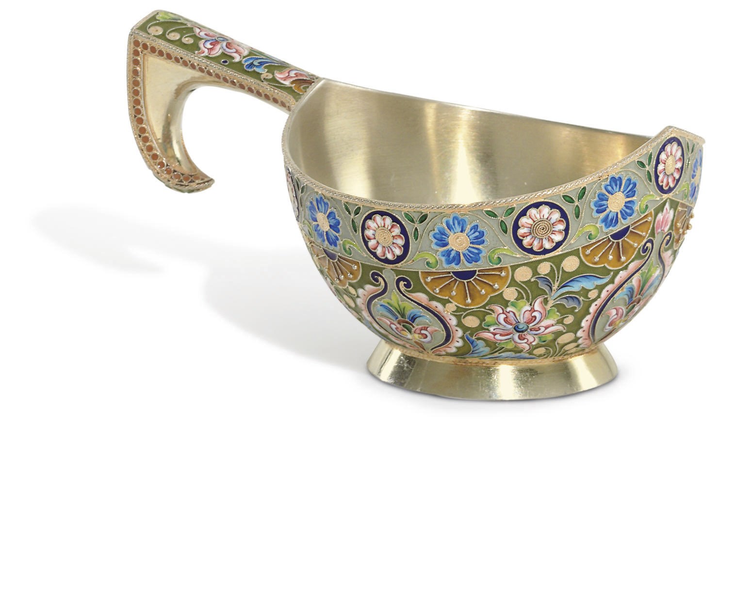 A Silver-Gilt and Cloisonné Enamel Kovsh