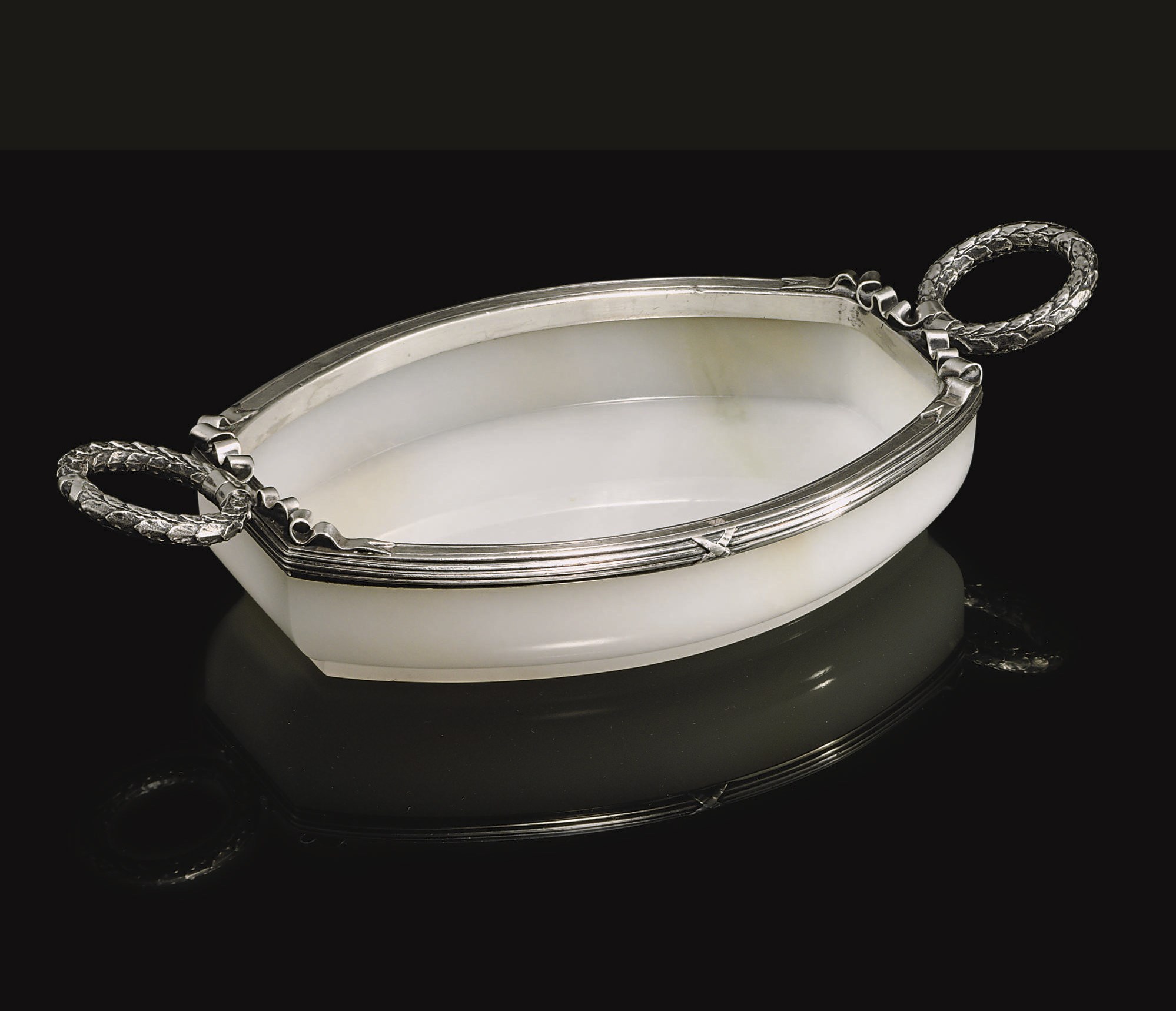 A Silver-Mounted Agate Dish