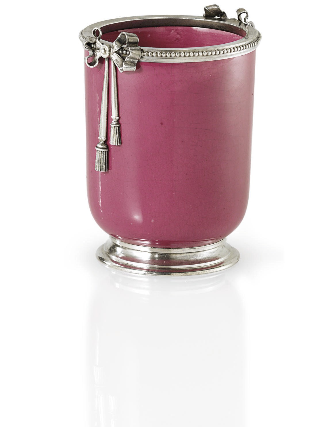 A Silver-Mounted Glazed Pottery Vase