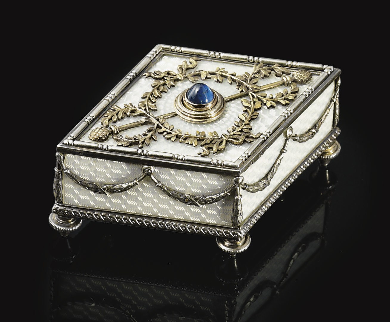 A Silver-Gilt and Guilloché Enamel Bell-Push