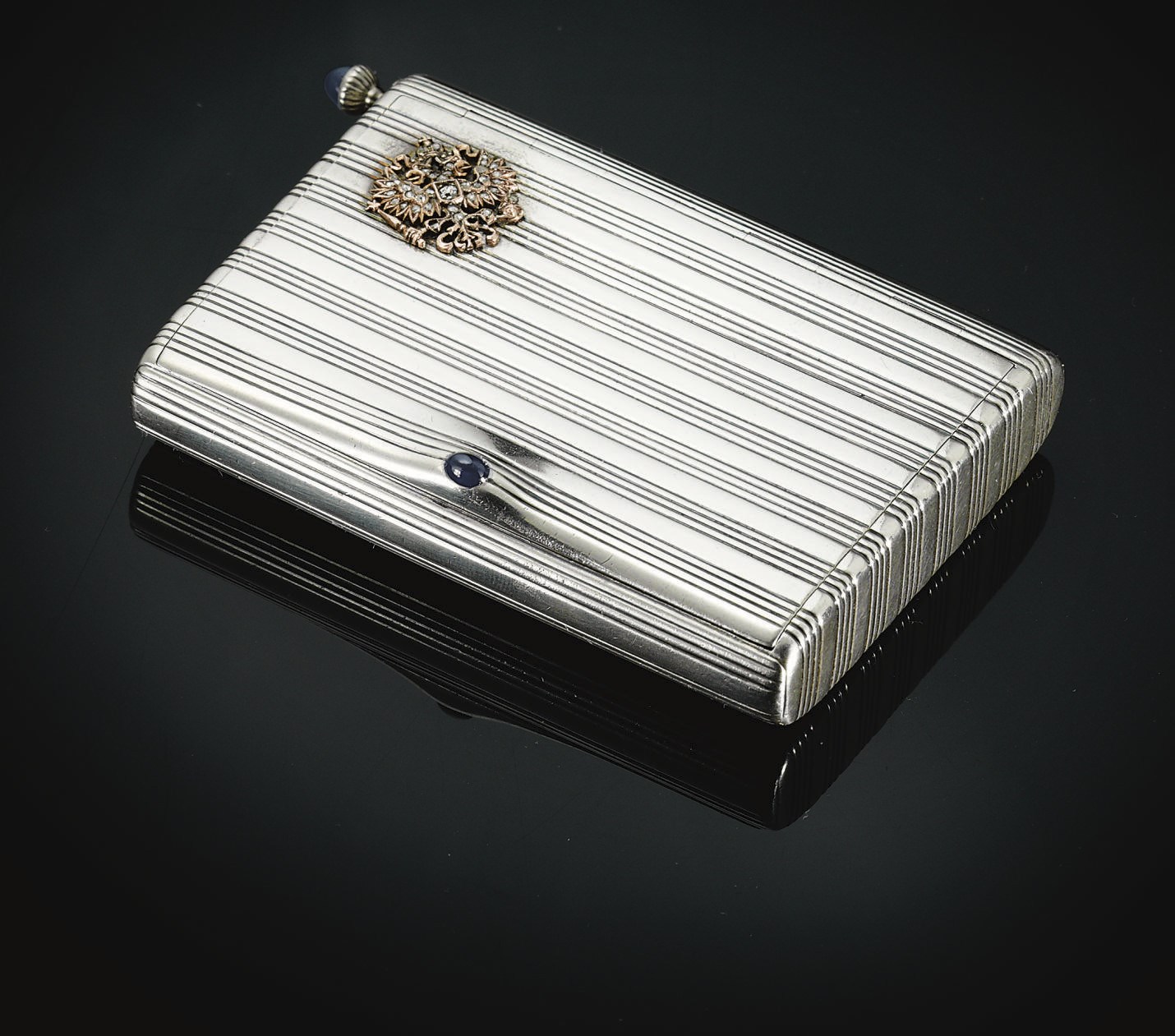 A Jeweled Silver Imperial Presentation Cigarette Case