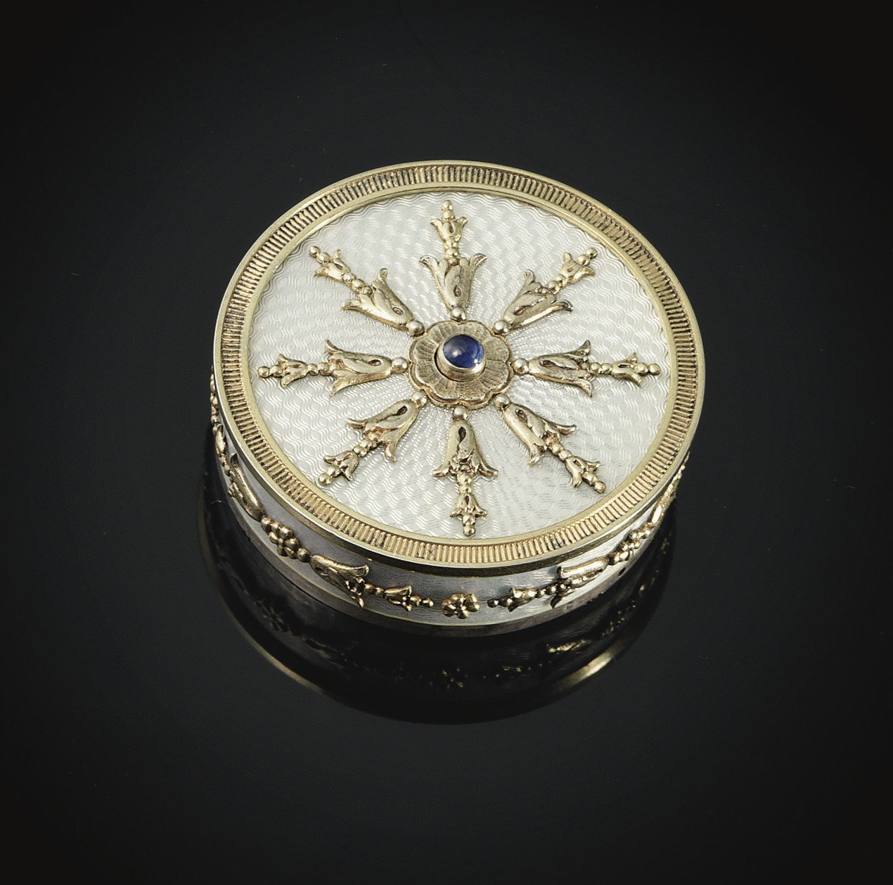 A Silver-Gilt Mounted Guilloché Enamel Bell Push