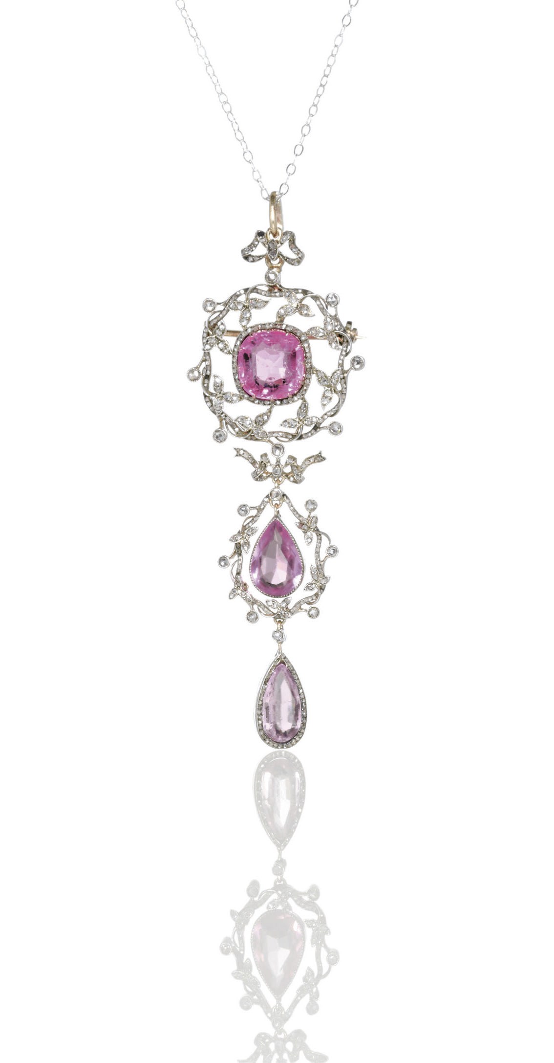 A Diamond-Set Tourmaline Pendant Brooch