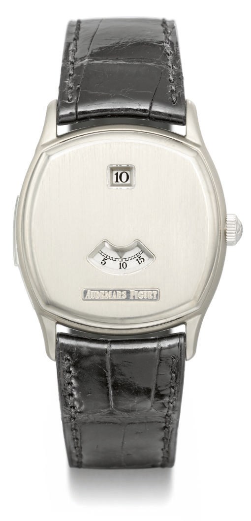 Audemars Piguet. A fine and very rare titanium limited edition cushion-shaped minute repeating jump hour "digital" wristwatch