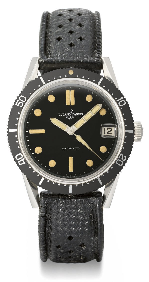 Ulysse Nardin. A rare and unusual stainless steel automatic diver's wristwatch with sweep centre seconds, date and black lacquer dial