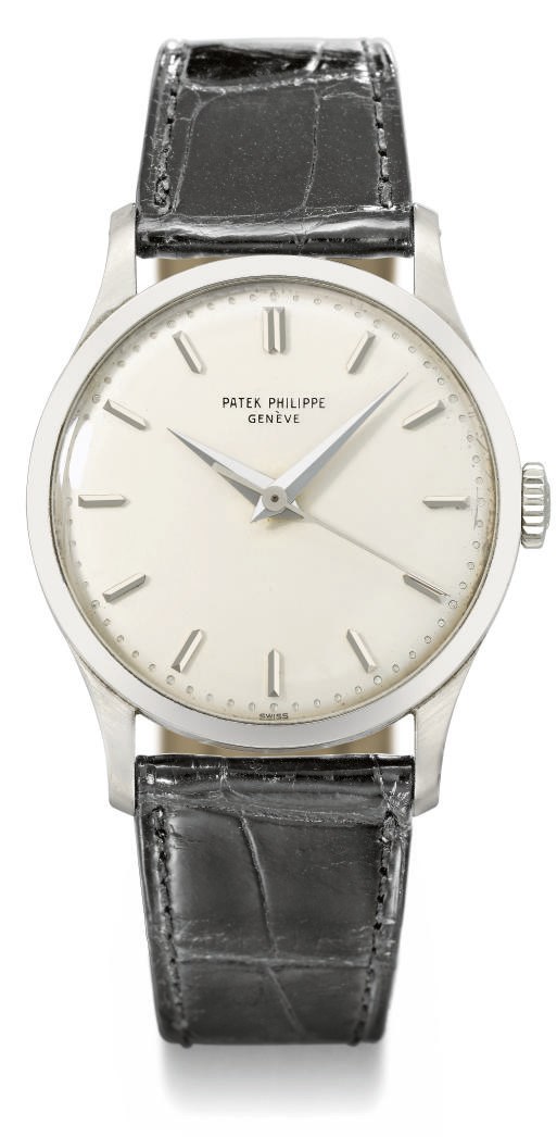 Patek Philippe. A fine, rare and large 18K white gold wristwatch with sweep centre seconds