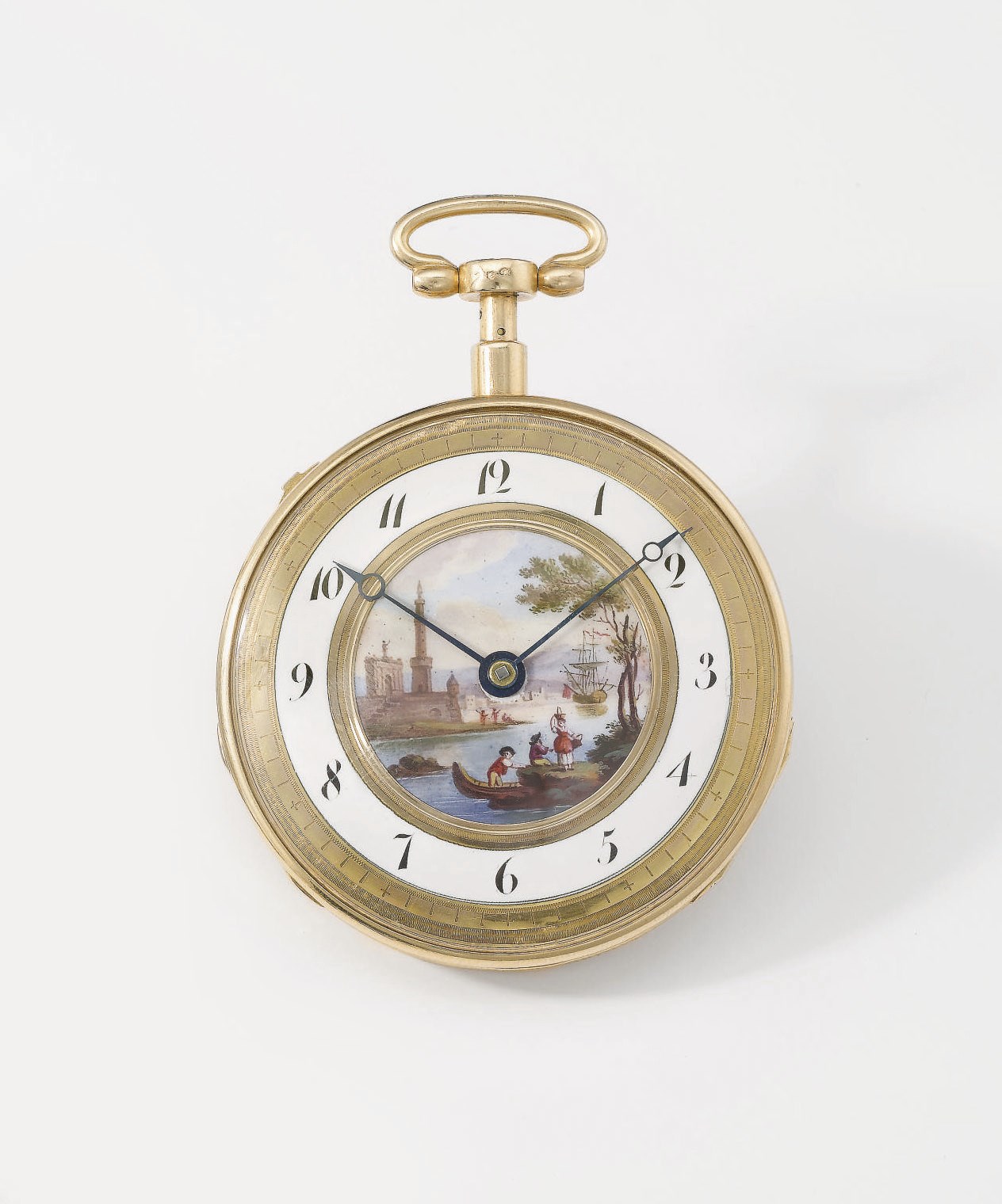 Vaucher Frères. A fine 18K gold and enamel openface quarter repeating cylinder watch