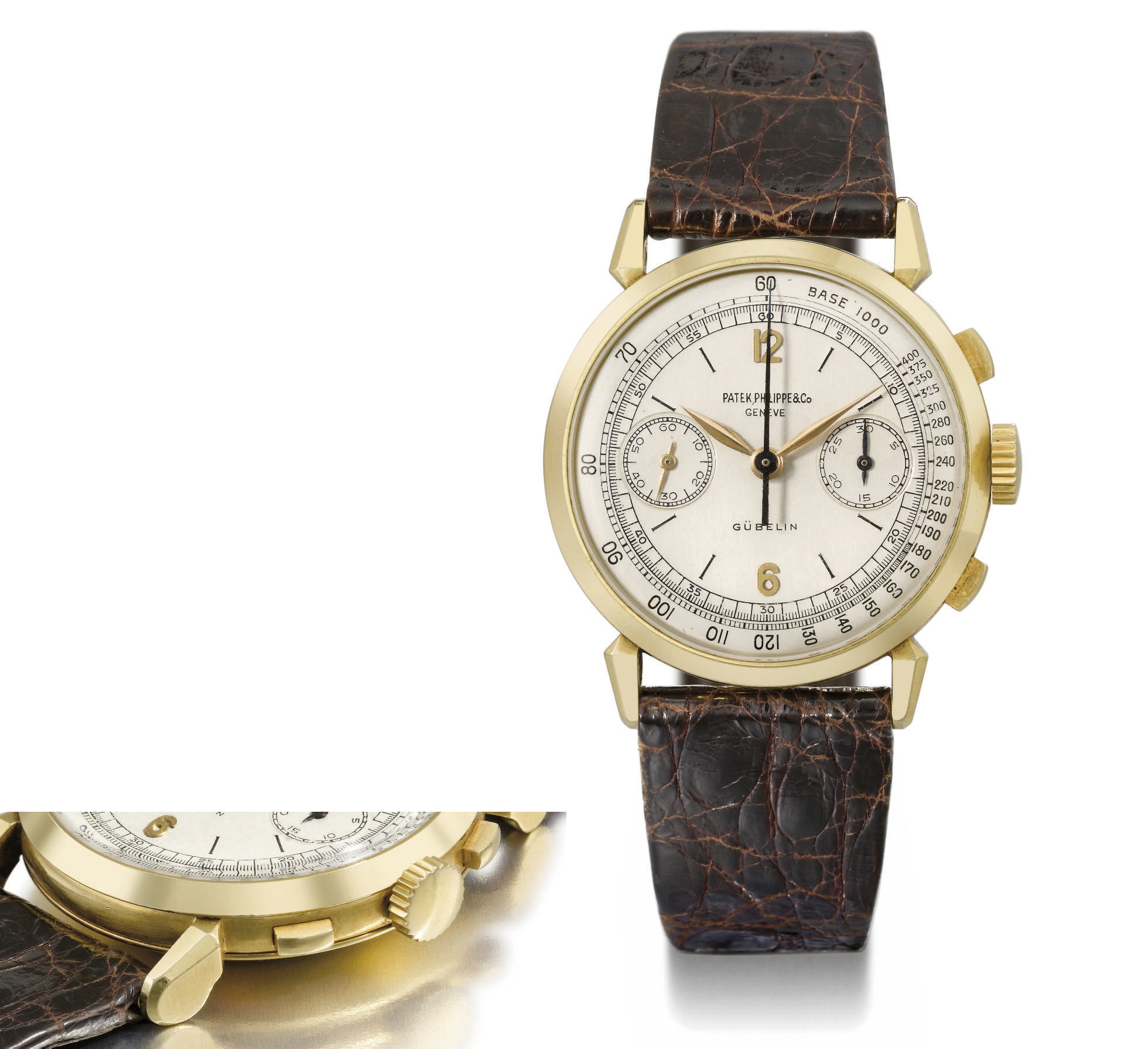 Patek Philippe. A fine and rare 18K gold chronograph wristwatch