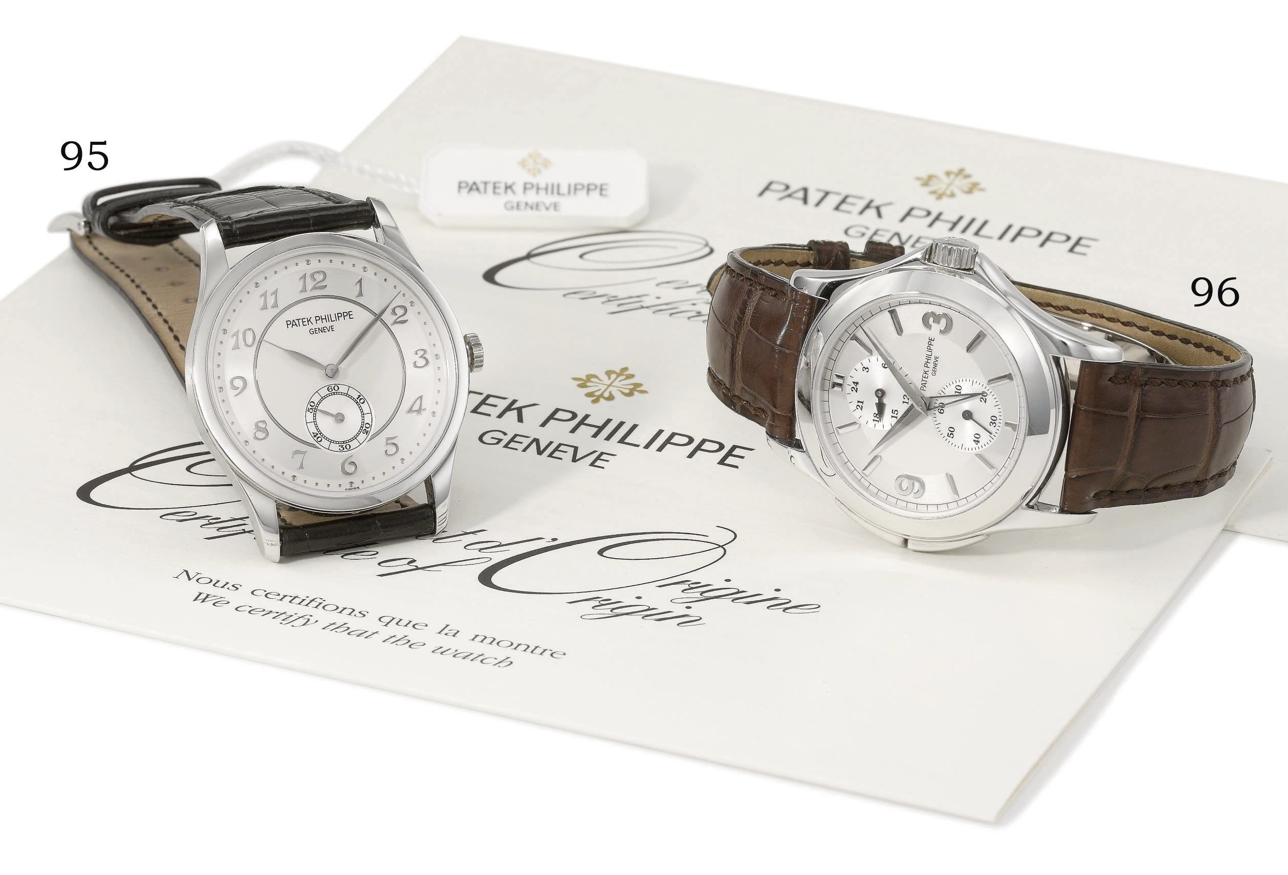 Patek Philippe. A fine and attractive platinum and diamond-set wristwatch with two-tone silvered dial and Breguet numerals