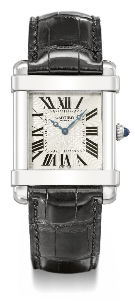 Cartier. A fine and rare platinum square wristwatch
