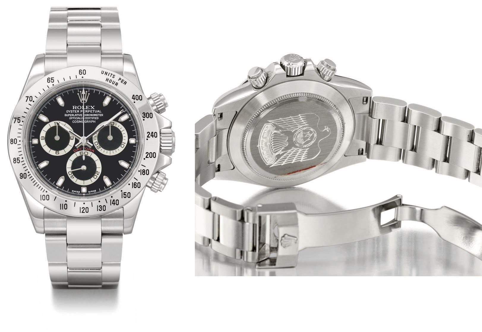 Rolex. A stainless steel automatic chronograph wristwatch with bracelet