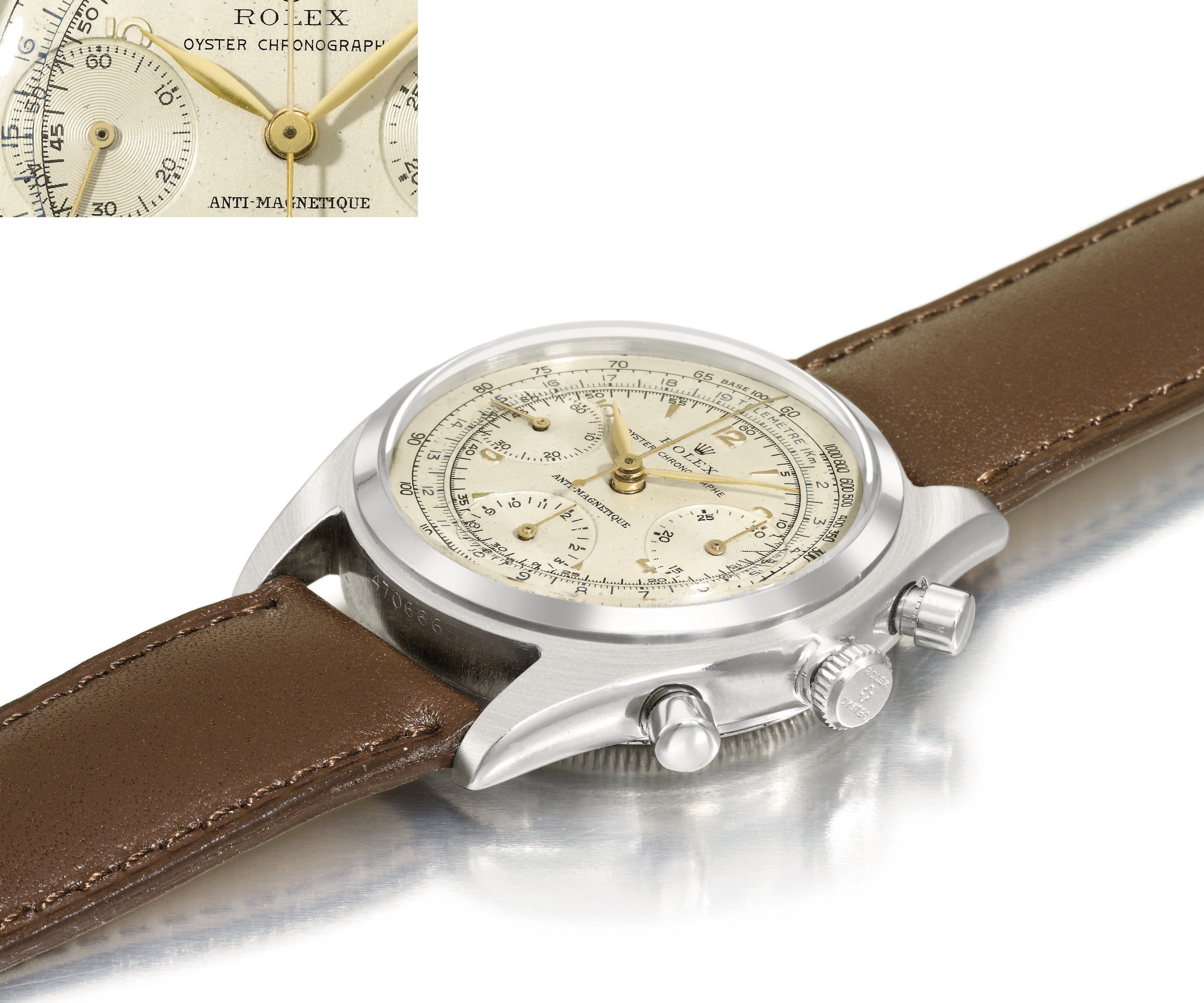 Rolex. A very fine and rare stainless steel chronograph wristwatch