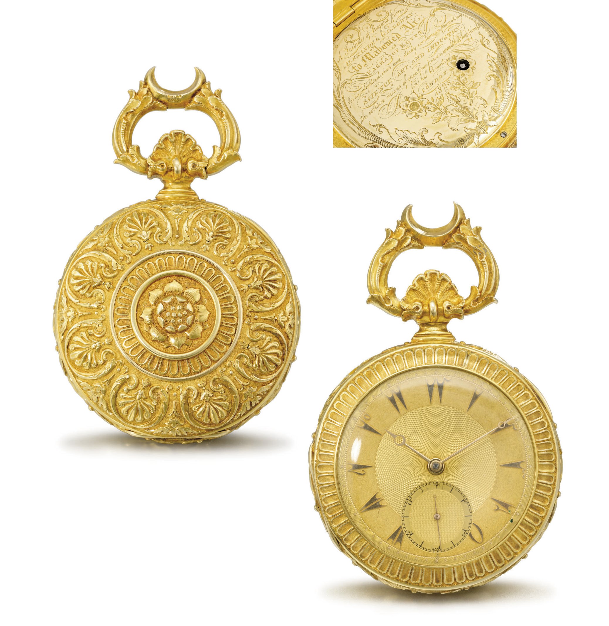 Cowle. A large, rare and historically interesting 18K gold openface pocket chronometer, presented to Muhammad Ali, Pasha of Egypt