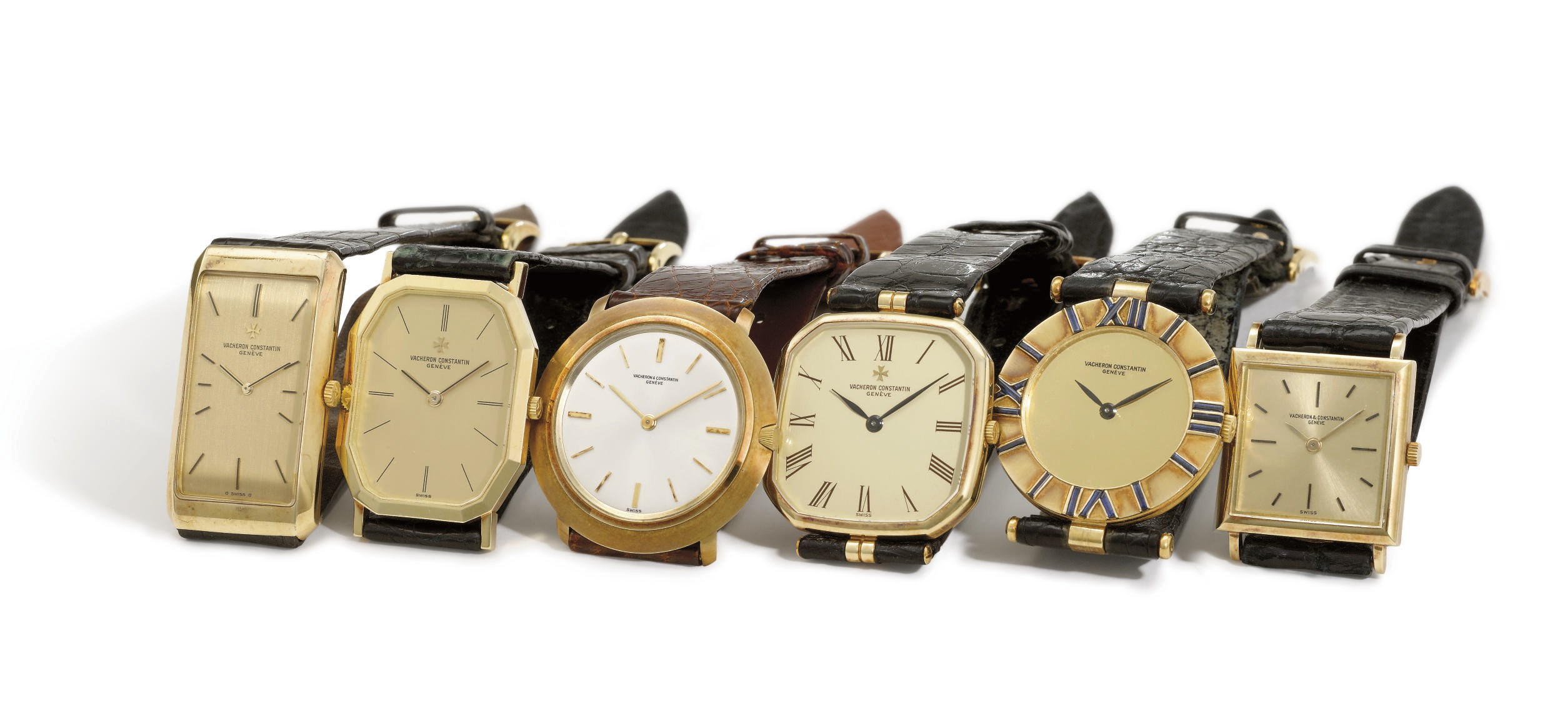 Vacheron Constantin. A group of six 18K gold wristwatches