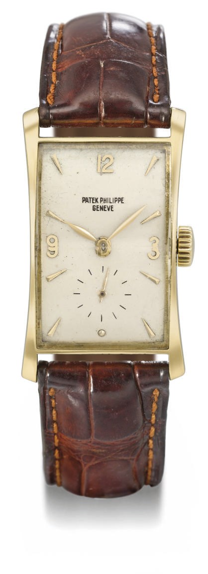 Patek Philippe. An 18K gold rectangular wristwatch