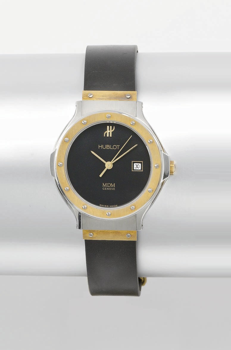 Hublot. A lady's stainless steel and gold wristwatch with sweep centre seconds and date