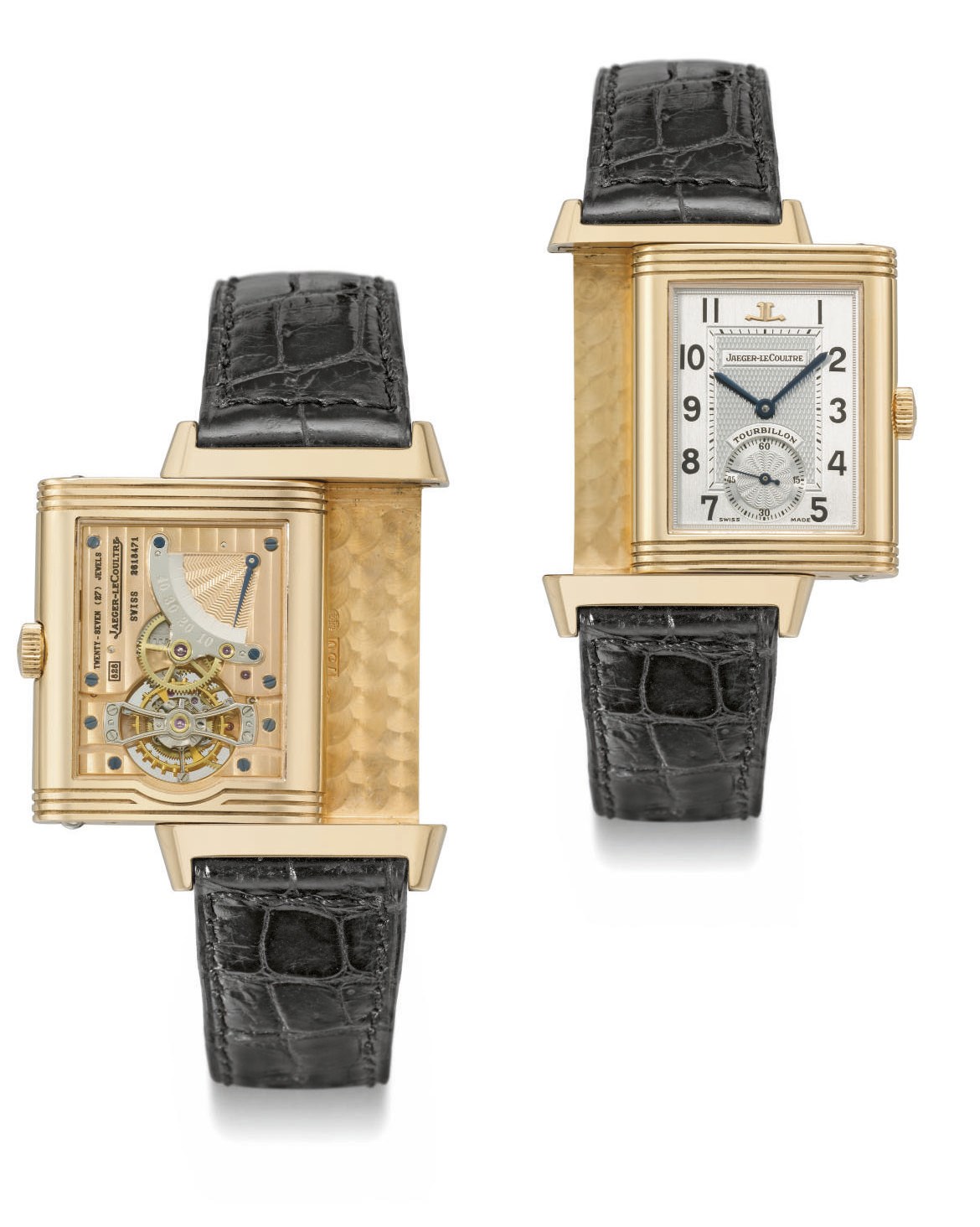Jaeger-LeCoultre. A fine 18K pink gold limited edition Reverso wristwatch with one minute tourbillon and power reserve