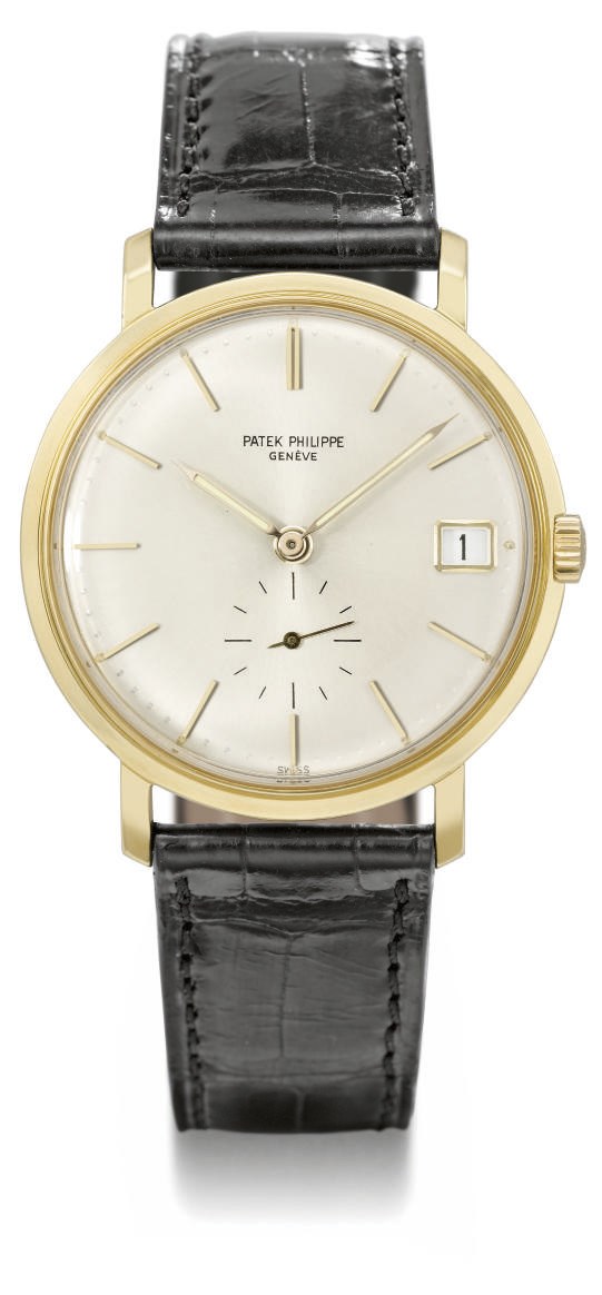 Patek Philippe. A fine 18K gold automatic wristwatch with date, luminous numerals and hands