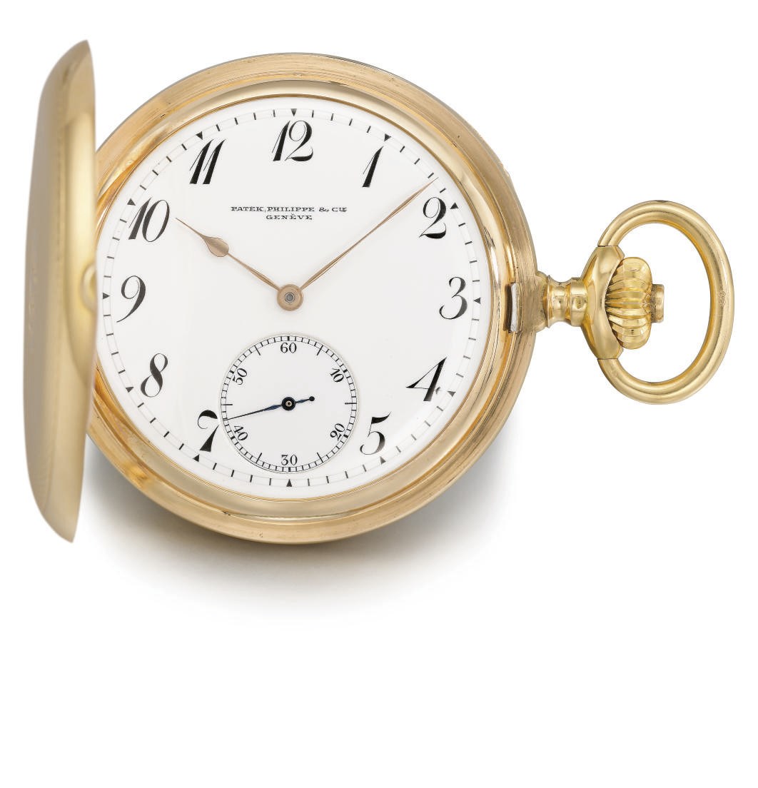 Patek Philippe. A fine 18K pink gold hunter case keyless lever watch with box