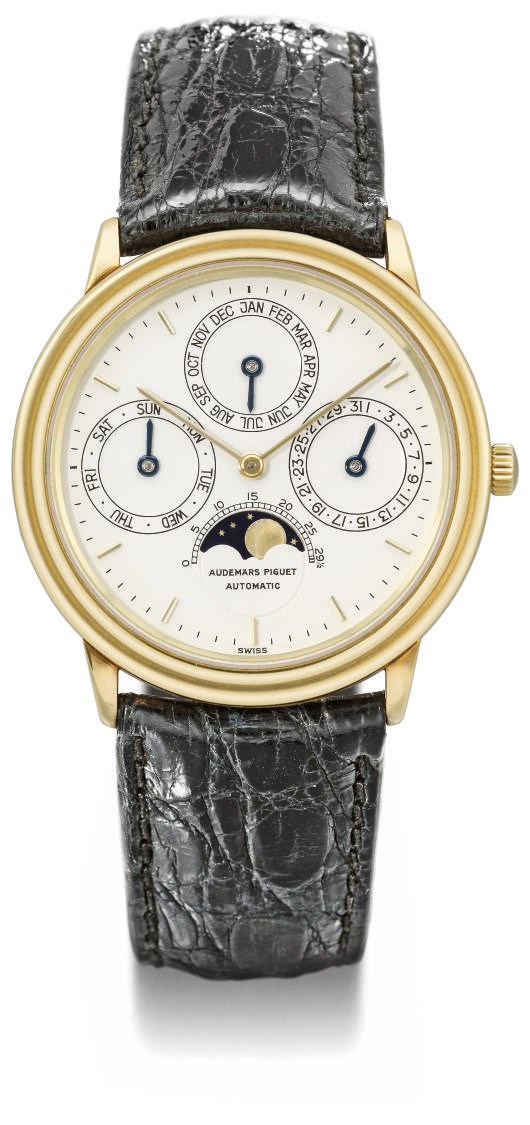 Audemars Piguet. A fine 18K gold automatic perpetual calendar wristwatch with moon phases