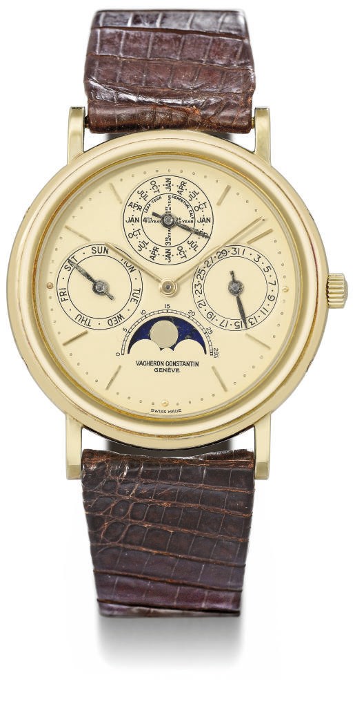 Vacheron Constantin. An 18K gold automatic perpetual calendar wristwatch with moon phases