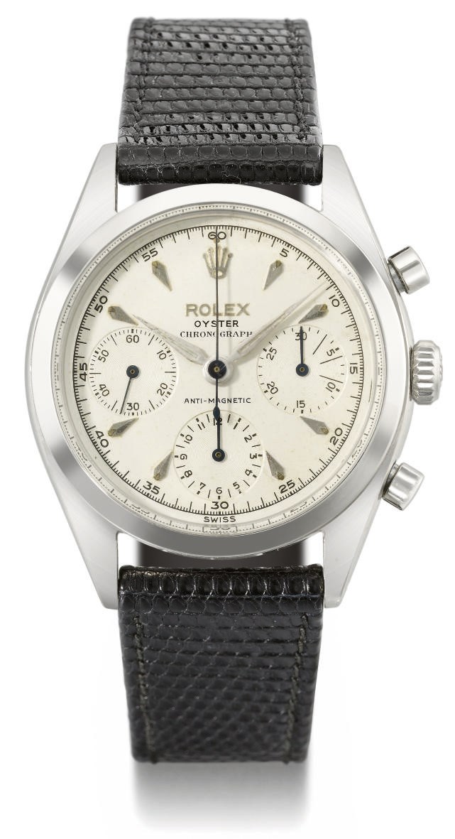 Rolex. A fine and rare stainless steel chronograph wristwatch with oversized subsidiary dials