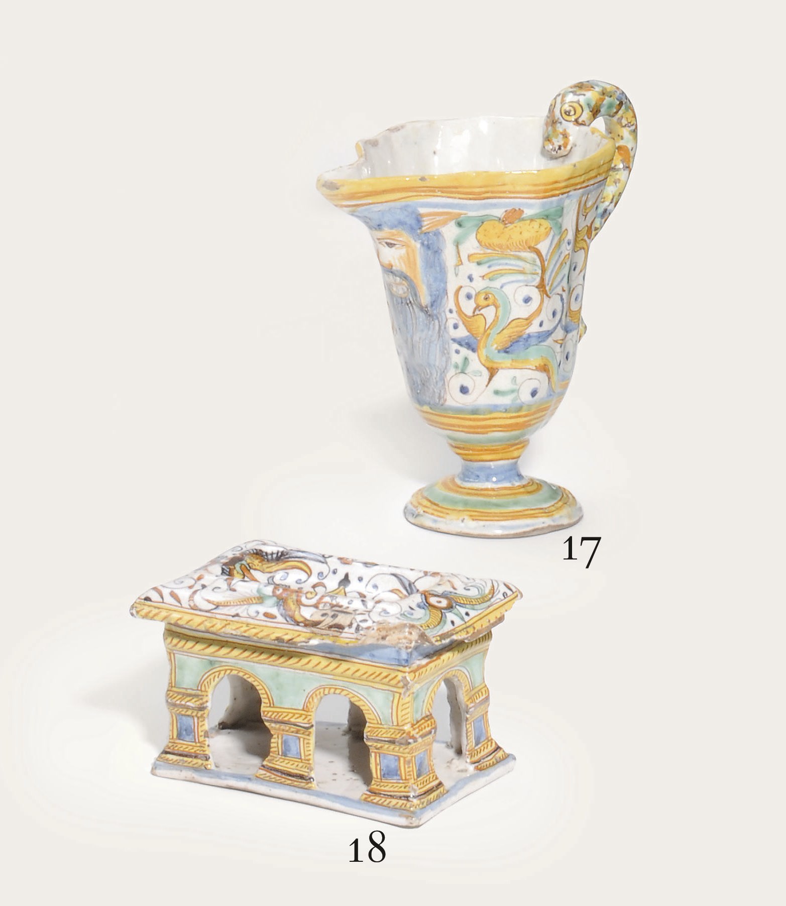 AN ITALIAN MAIOLICA EWER