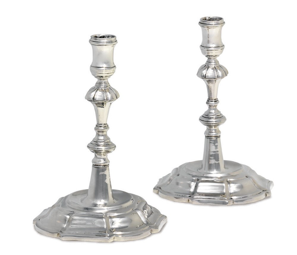 A PAIR OF BALTIC SILVER CANDLESTICKS