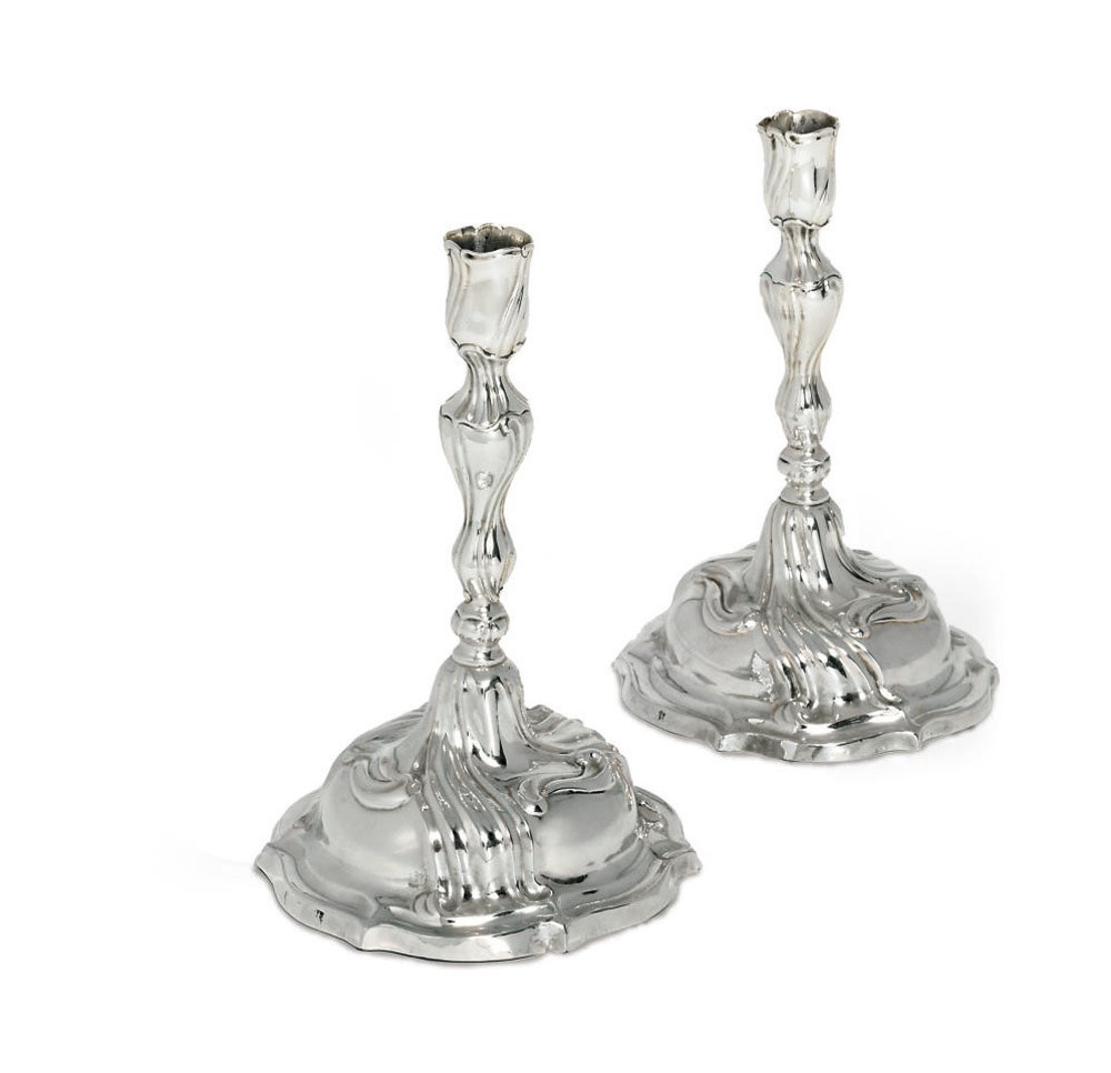 A PAIR OF GERMAN SILVER CANDLESTICKS