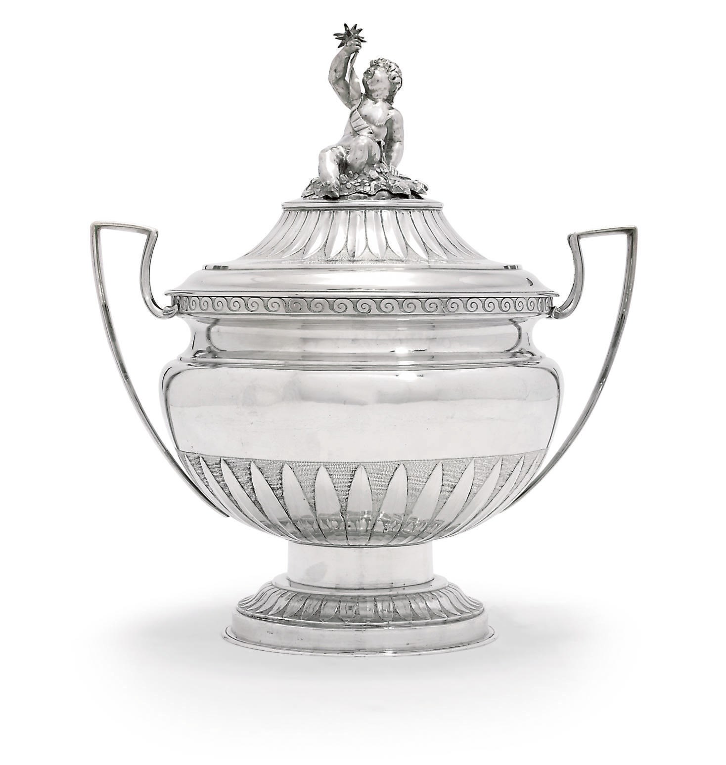 AN ITALIAN SILVER SOUP-TUREEN AND COVER