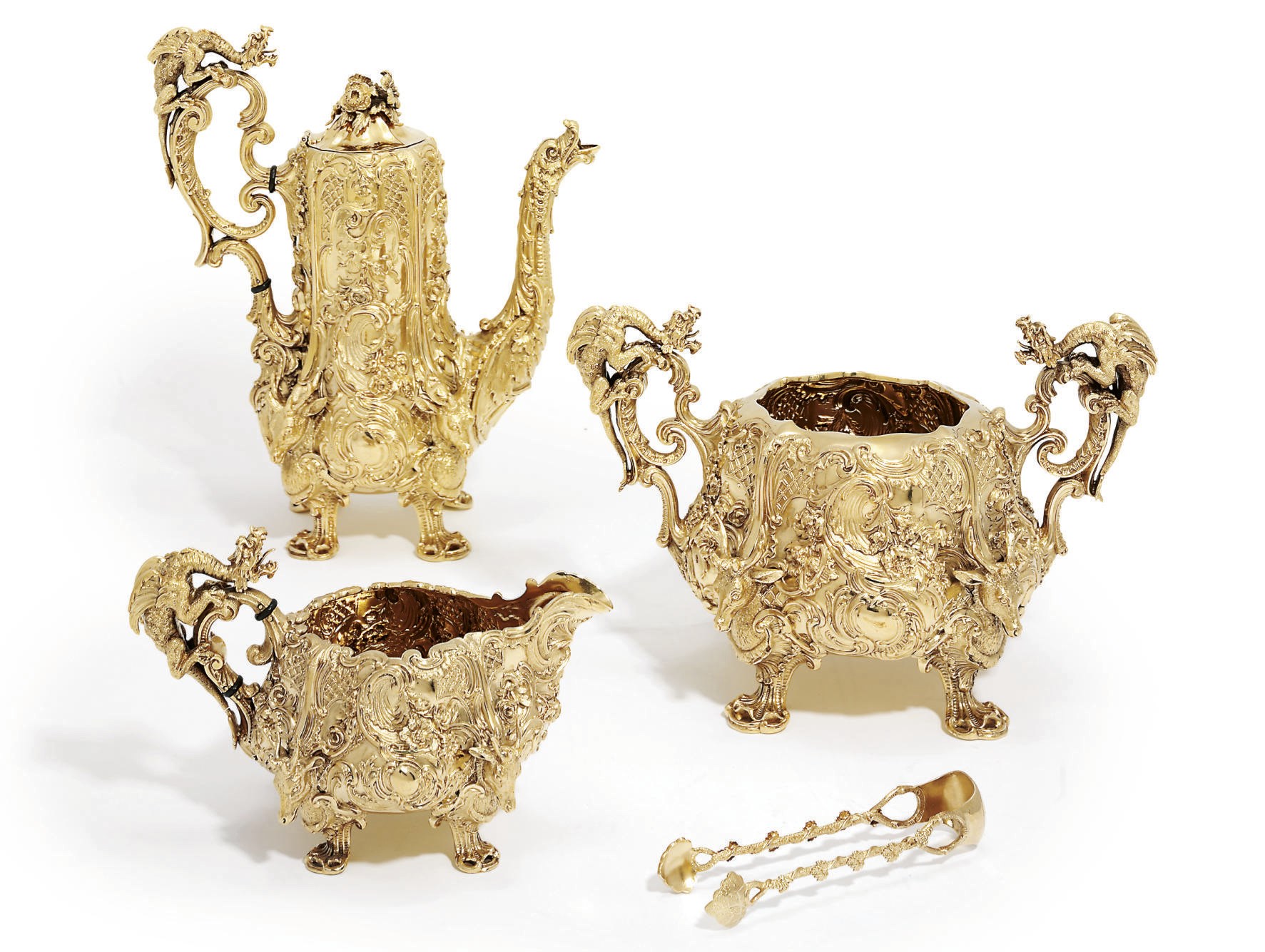 A FRENCH FOUR-PIECE SILVER-GILT COFFEE-SERVICE