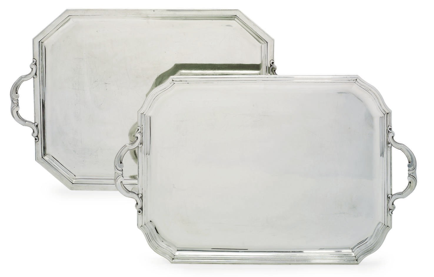 TWO FRENCH SILVER TRAYS