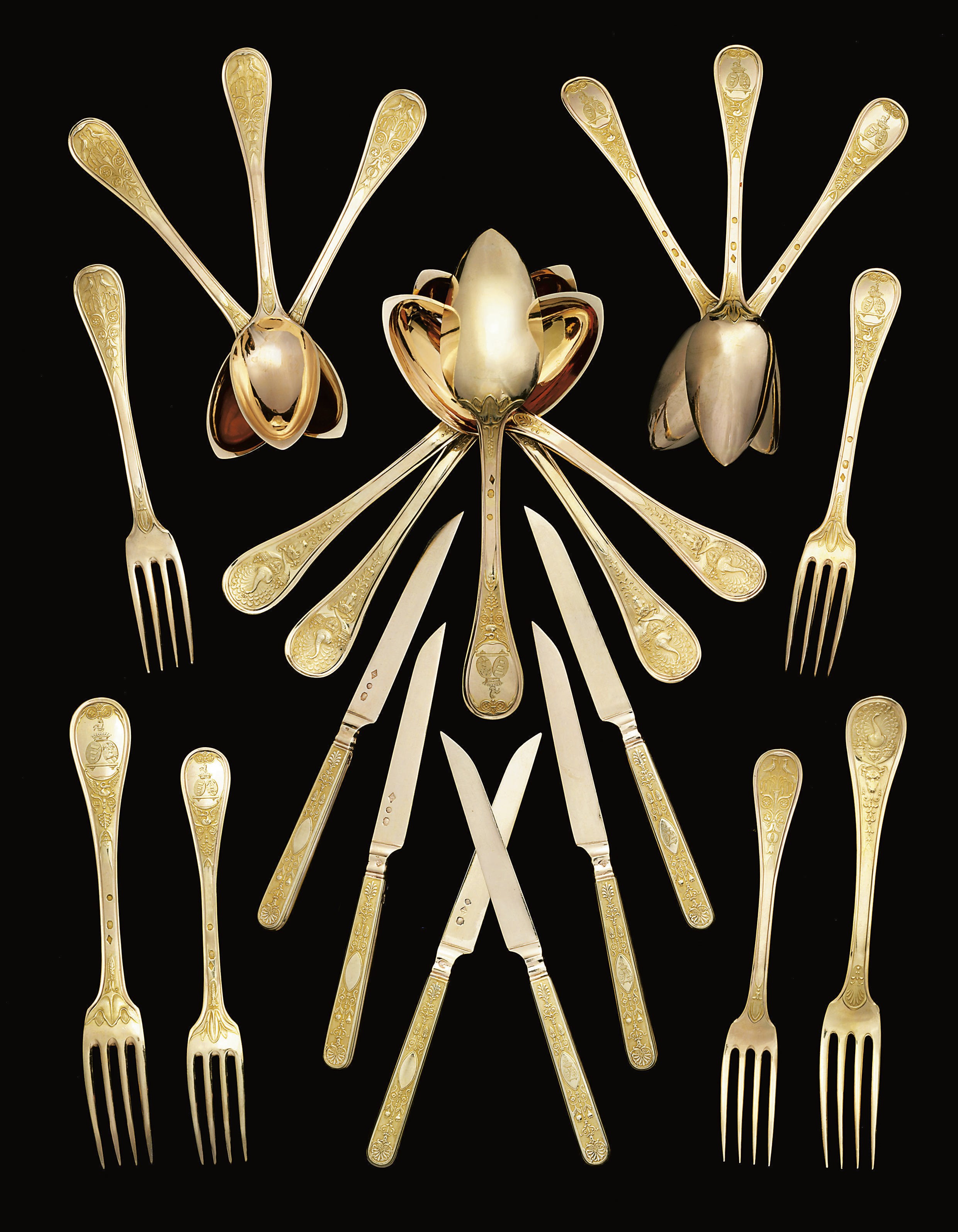 A FRENCH EMPIRE SILVER-GILT TABLE-SERVICE FROM THE BRANICKI SERVICE