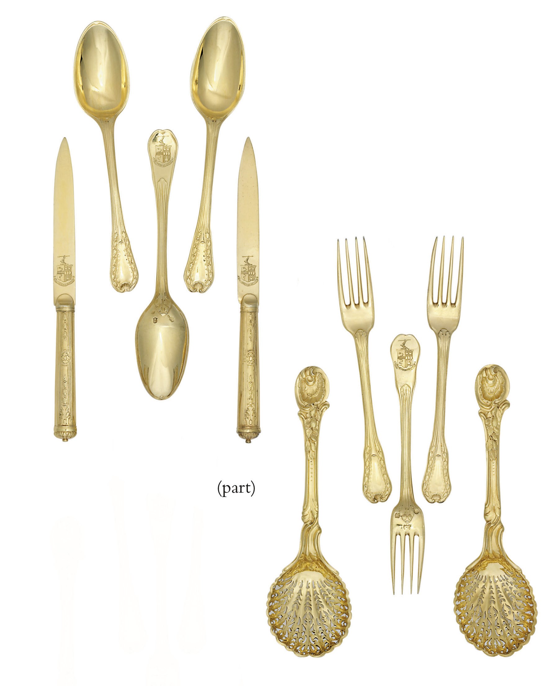 A LOUIS XV SILVER-GILT DESSERT-SERVICE