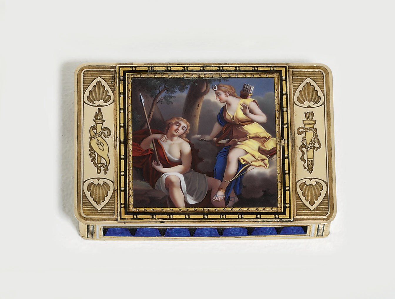 A SWISS ENAMELLED GOLD SNUFF-BOX