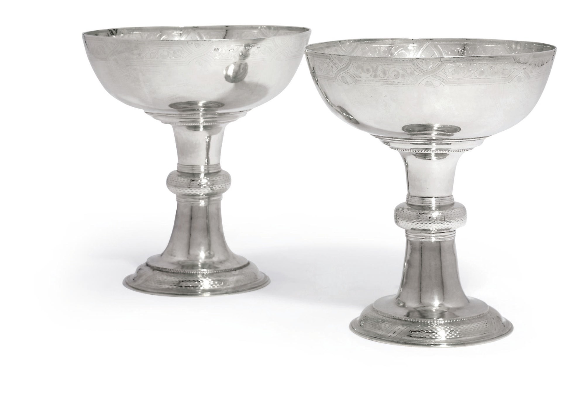 A PAIR OF GEORGE II SCOTTISH LARGE SILVER COMMUNION-CUPS