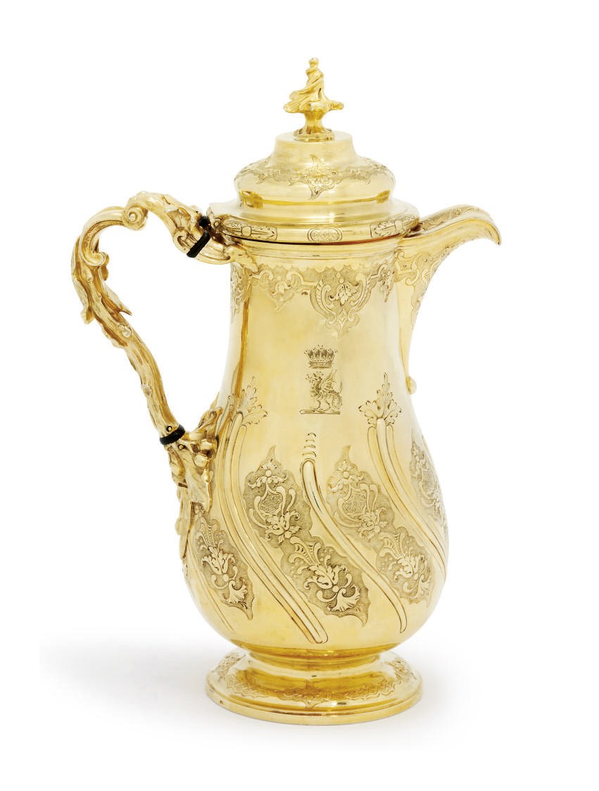 A GEORGE IV SILVER-GILT COFFEE-JUG