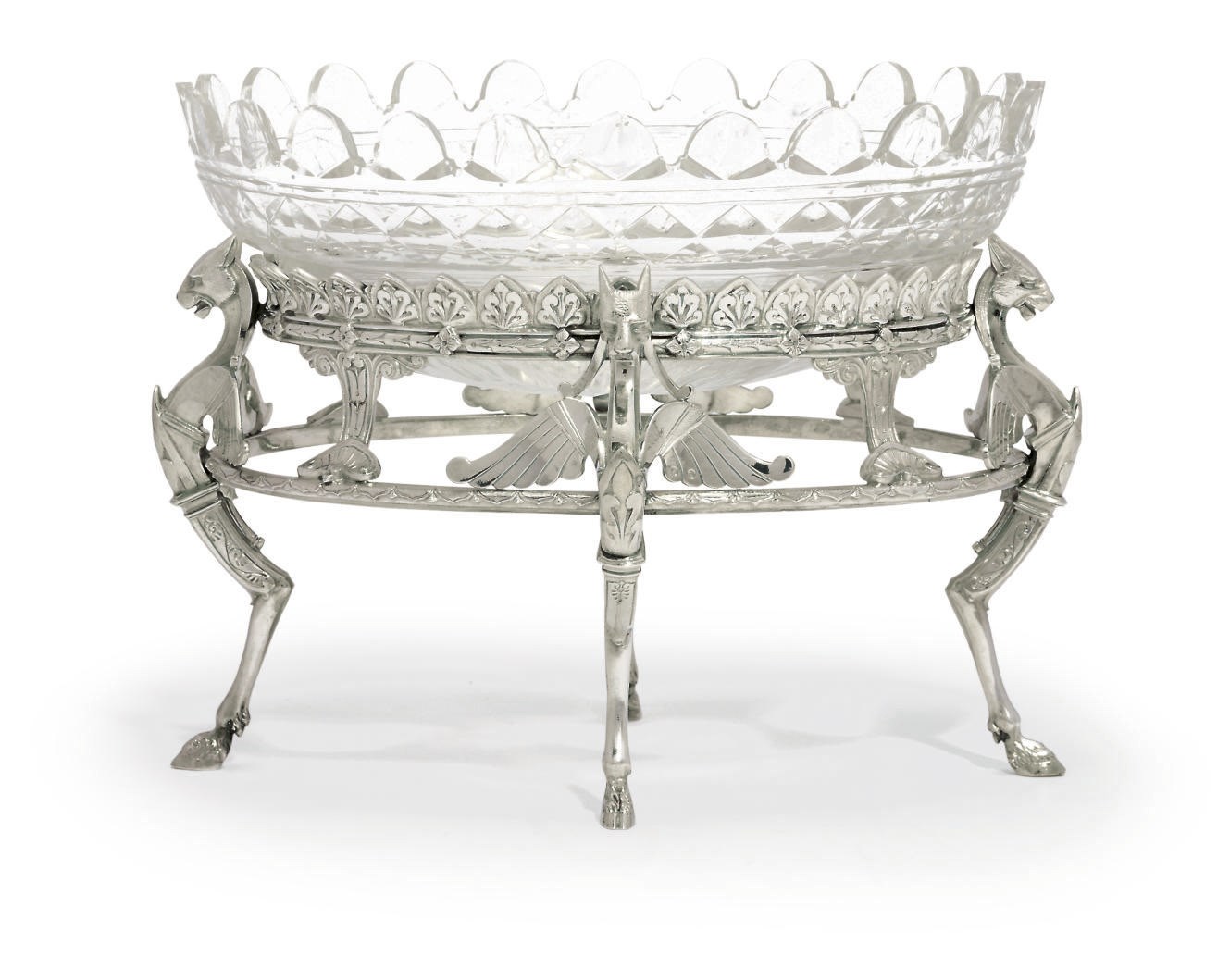 A VICTORIAN SILVER AND CUT-GLASS DESSERT-STAND