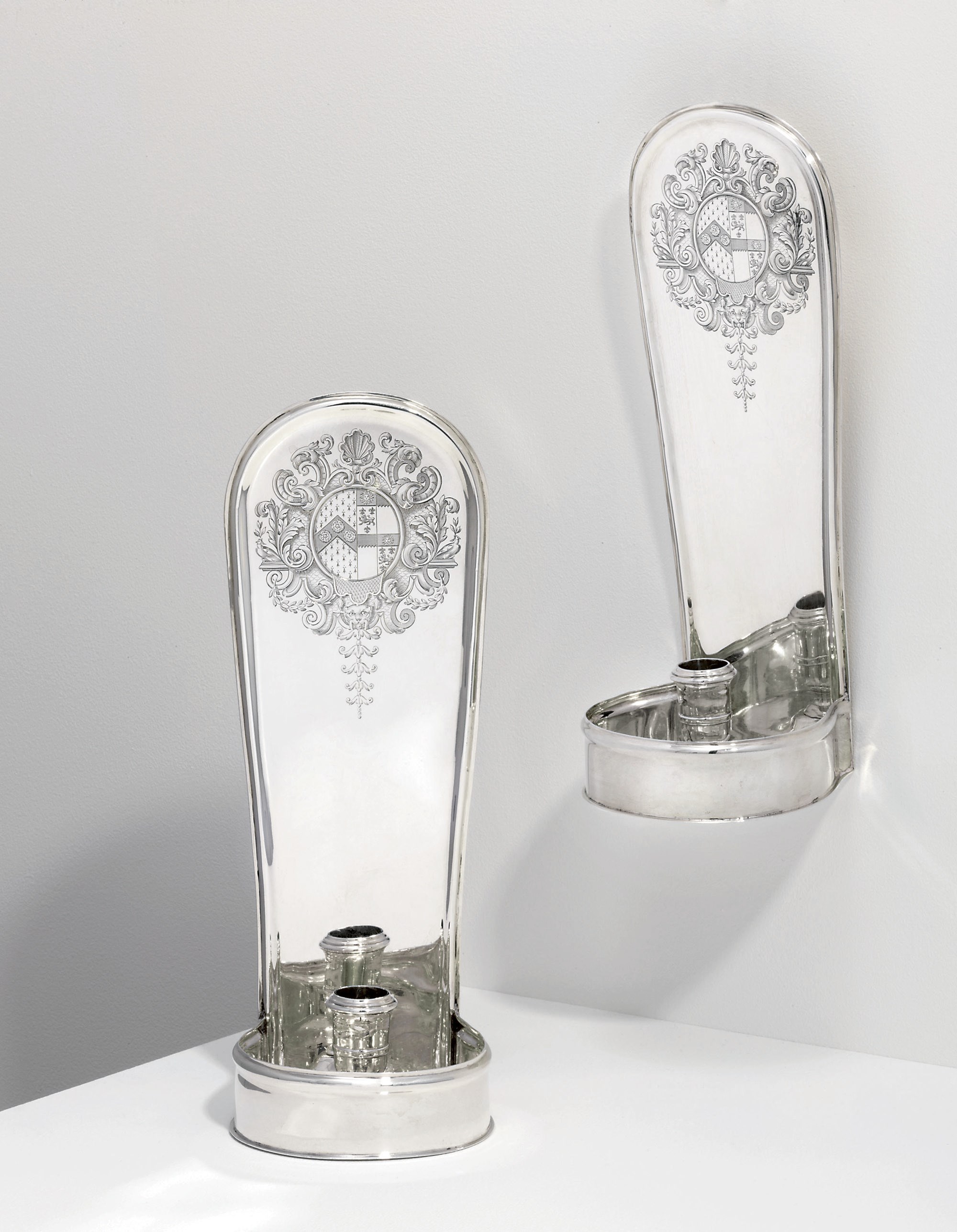 A PAIR OF GEORGE V SILVER WALL-SCONCES