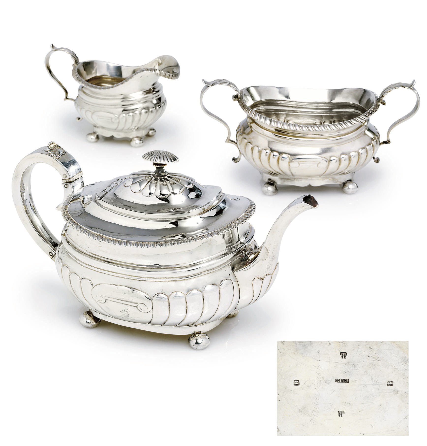 AN IMPORTANT AUSTRALIAN THREE-PIECE SILVER TEA-SERVICE