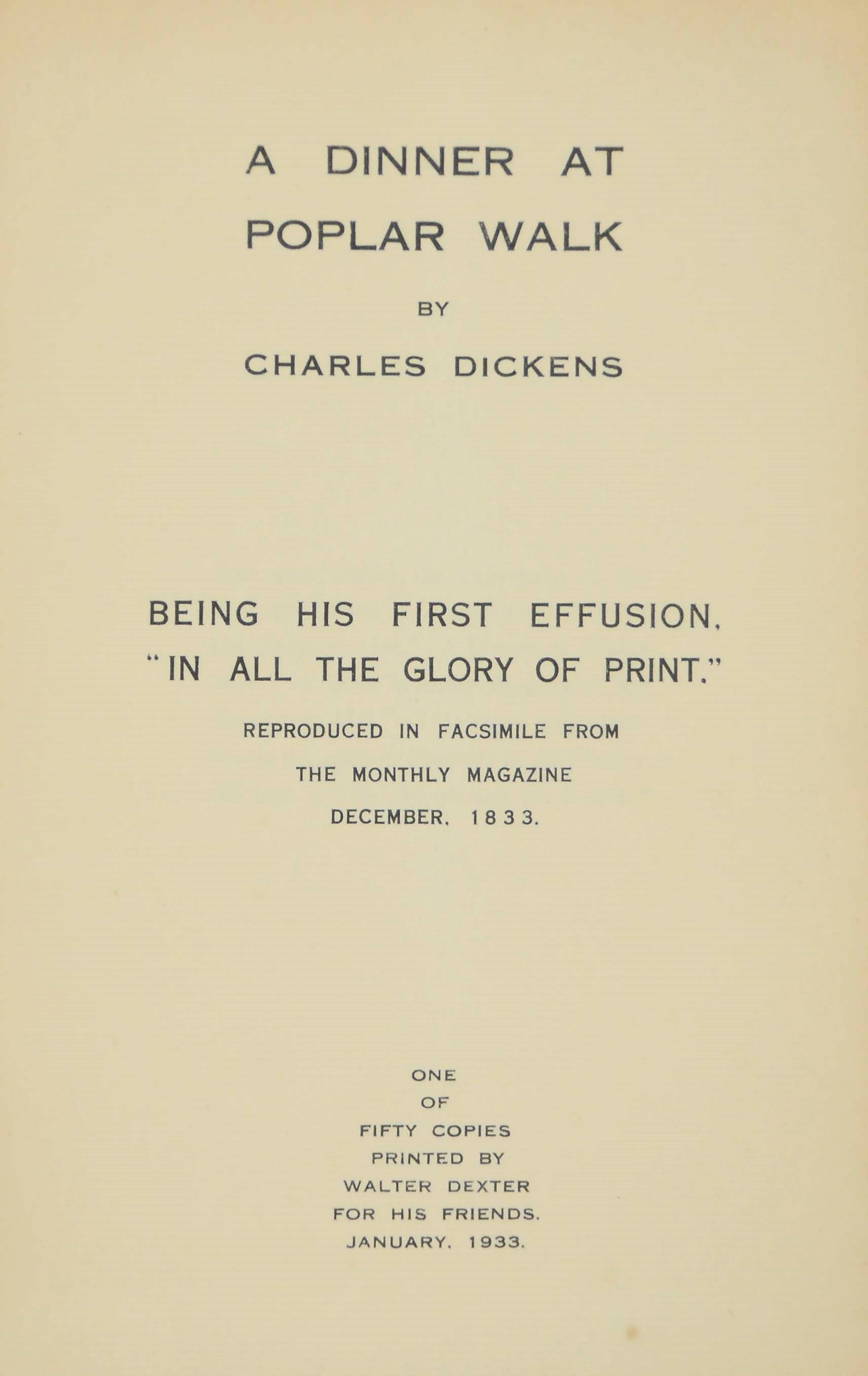 [DICKENS, Charles, contributor]. The Monthly Magazine. London: A. Robertson, July to December 1833-January to June 1835.