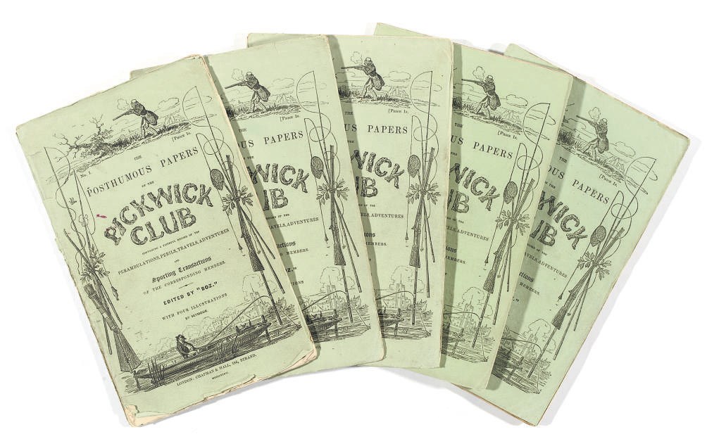 [DICKENS, Charles].  The Posthumous Papers of the Pickwick Club ... edited by "Boz". London: Chapman and Hall, April 1836-November 1837.