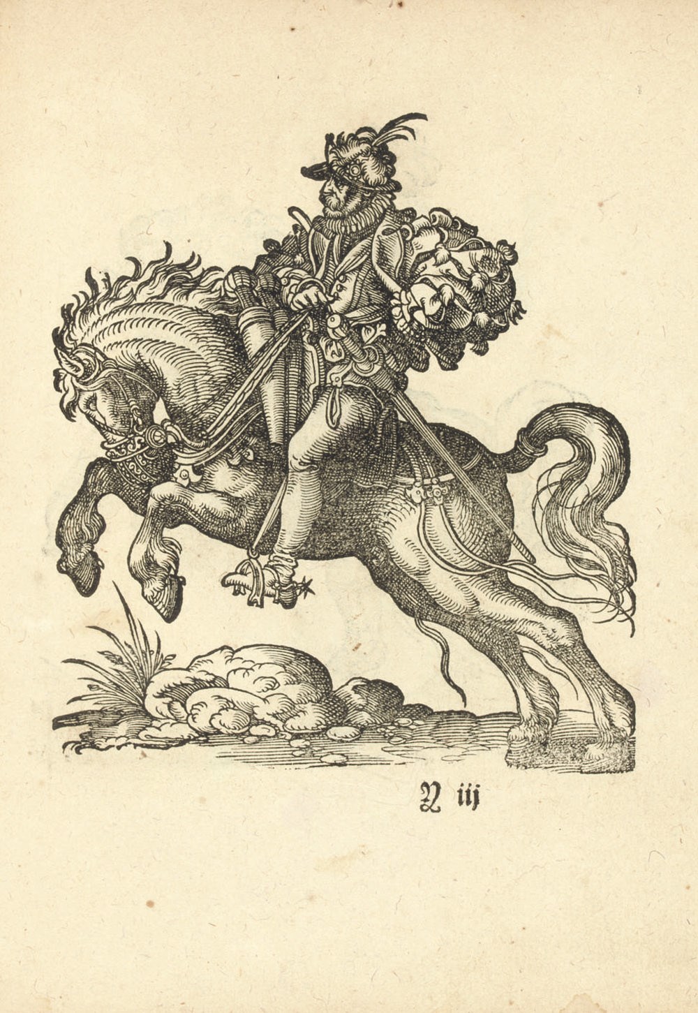 AMMAN, Jost (1539-1591). Kunstbüchlin. Frankfurt: Johann Feyrabends,1599. Small 4° (195 x 150mm). With both blanks. Title in red and black. 293 full-page woodcuts. (The sheets for gatherings S and Kk loosely inserted, some of these varying in sizes and possibly inserted from another copy, some soiling, a few marginal tears, one of these reaching into the plate.) Later limp vellum using a liturgical leaf printed in red and black (heavy soiling, lacking some ties); buckram clamshell case. Provenance: Princes of Liechtenstein (19th-century bookplate)  -- Boston University (booklabel; deaccession letter provided).