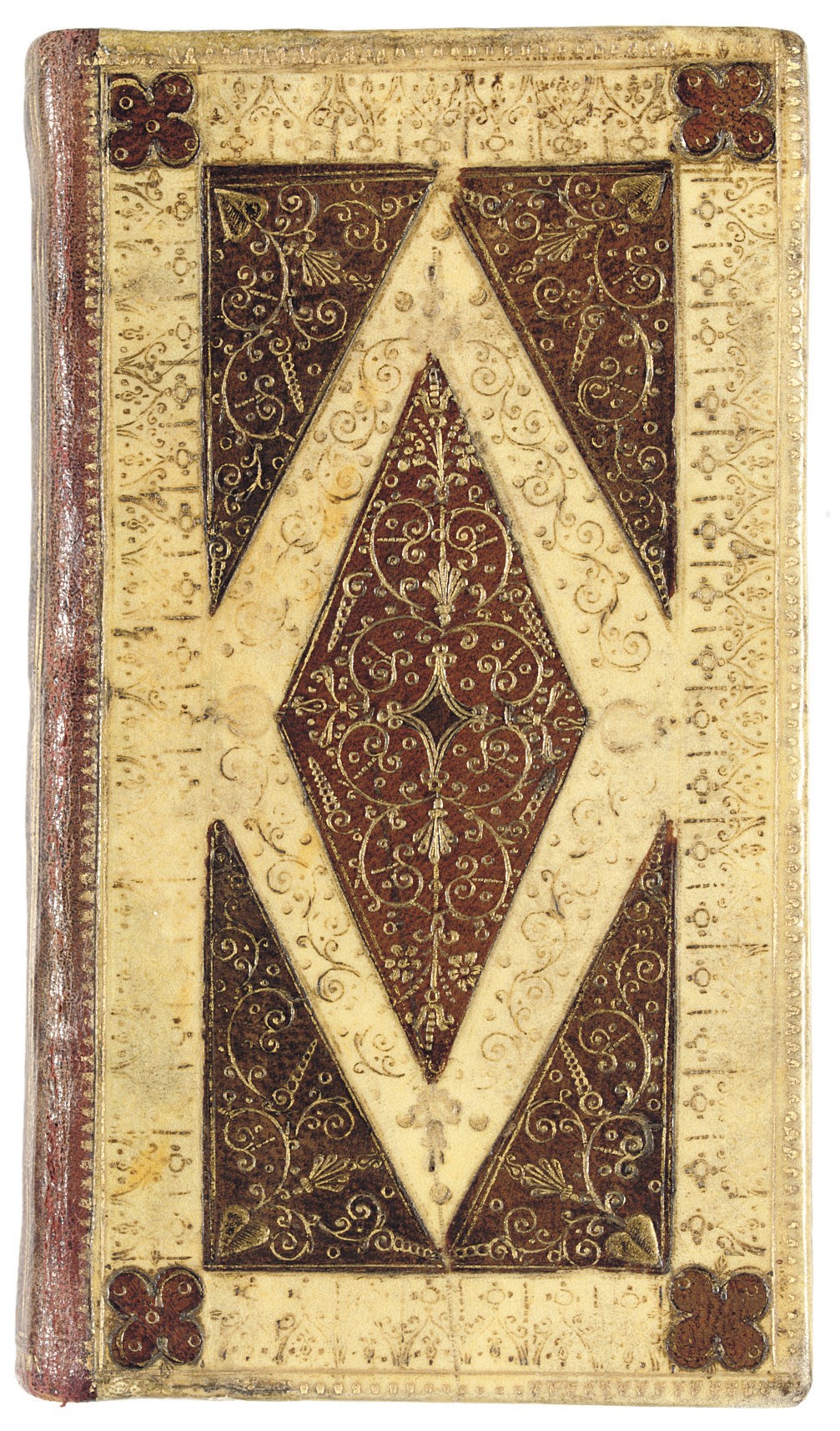 BINDING -- BIFIELD, Nicholas. The Marrow of the Oracles of God. London: John Legatt, 1633. 12° (138 x 75mm). (Small tear in title, occasional light stain and browning.) Contemporary English vellum with red morocco panel and shaped ornament at corners, gilt, red morocco flat spine (rubbed, spine a little stained); modern slip case with Virgin cypher. Provenance: Thore Virgin, 1930 (inscription; Bib. Quarnforsiana, 1947, no. 279) -- [Rolf Wistrand].