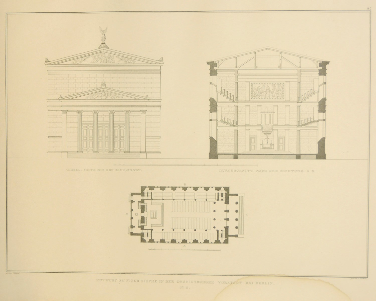 STULER, A.  Das Neue Museum in Berlin. Berlin: Ernst & Korn, 1862. 2° (570 x 440mm). 24 engraved plates and plans, many hand-coloured or tinted, with 81 further engraved plates and plans bound at the front and numbered 93-174, hinged throughout (marginal stain to first few plates at the front, occasional light staining and spotting). Contemporary red half morocco (worn). Sold as a collection of plates, not subject to return.
