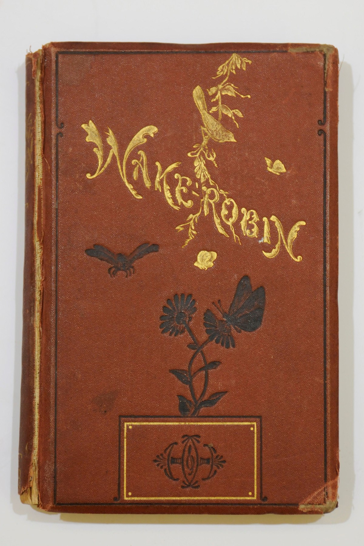 WALT WHITMAN -- BURROUGHS, John. Wake-Robin. New York: at the Riverside Press, Cambridge, for Hurd and Houghton, 1871. 8° (175 x 115mm). (A few leaves browned, old adhesive stain in one gutter.) Original pictorial cloth, upper side stamped in black and gilt, yellow coated endpapers (hinges and joints split, corners rubbed, front endpaper nearly detached). Laid in a red buckram case with a 2pp autograph letter signed, and envelope, from the author. Provenance: John Burroughs (gift inscription to:) -- Walt Whitman -- Lucy Hine (pencilled gift inscription from 'Mrs W. Whitman', dated Sept 1871) -- F.H. Cogswell (ALS from Burrouhs laid-in) -- Boston University (booklabel; deaccession letter provided).