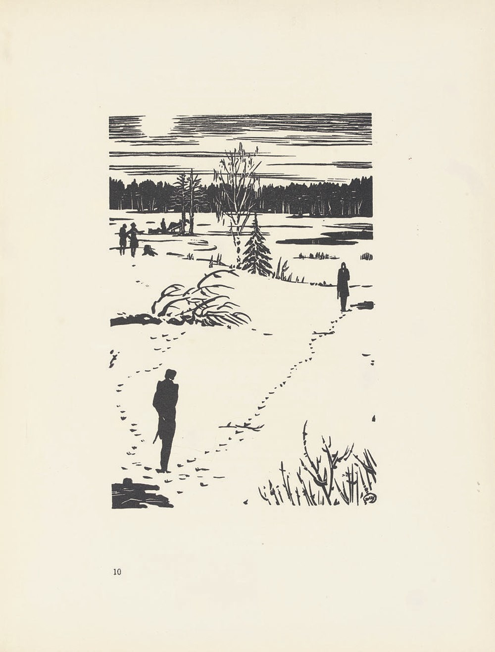 PUSHKIN, Aleksandr  -- DOBUZHINSKII, Mstislav. Evgenii Onegin. Roman v stikhakh. [Eugene Onegin. A Novel in Verse.] [Brussels: Navarre Press for Petropolis, 1937.] 8° (239 x 182mm). Frontispiece and illustrations throughout by Dobuzhinskii. (Light offsetting.) Original red leather, front cover and spine blocked in gilt (light rubbing).