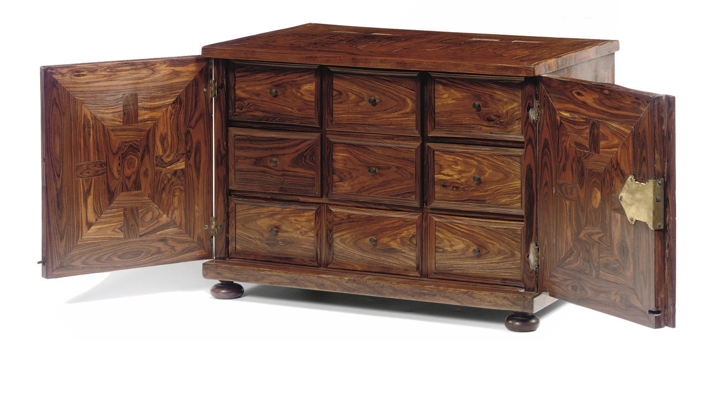 A DUTCH ROSEWOOD TABLE CABINET